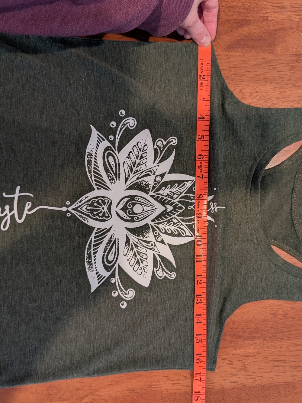 Women's Dark Green Racerback Tank with White Lotus Namaste Yoga Medium - Picture 8 of 9